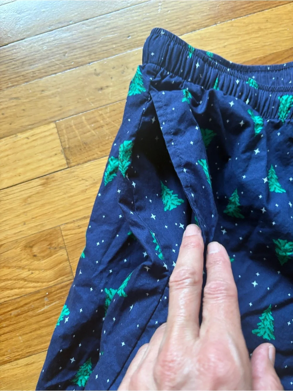 Lands End Pine Tree Lounge Pants Mens L 36-38 Blue Cotton Pajama Pants
